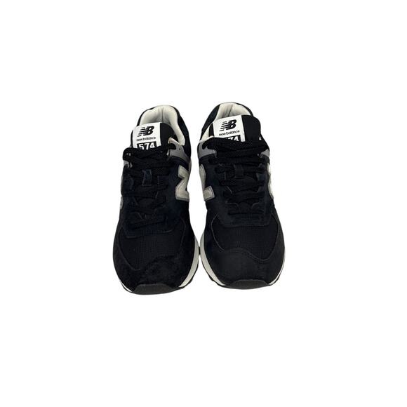 New Balance Shoes 574 Black White Gray Suede Sneakers Size Men's 8.5 - Picture 2 of 6